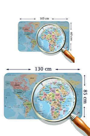 Türkçe Eğitici Ülke ve Başkent Okyanus Detaylı Atlası Dekoratif Dünya Haritası Kaliteli Duvar Sticker 3869