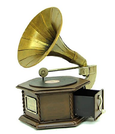 Dekoratif Metal Gramofon Kutu