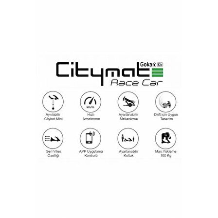 Citymate GoKart Kit Race Car Ninebot Mini Bluetooth Beyaz Citymate Race Car Go Kart Kit | 10-15KM | 4400mAh | 500W X 2 | 54V | 10 inch Şişme Teker | CS-921 | Bluetooth | Beyaz