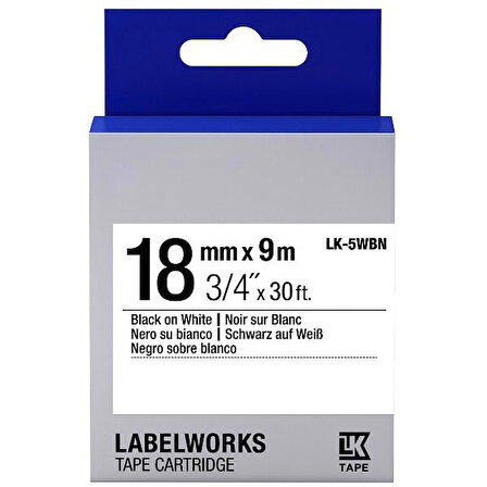 Epson LK-5WBN Muadil Standart Etiket Kartuşu Siyah / Beyaz 18 mm C53S655006