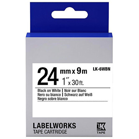 Epson LK-6WBN Muadil Standart Etiket Kartuşu Siyah Beyaz 24 mm C53S656006