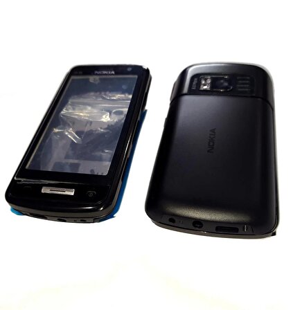 Nokia C6-01 Kasa Kapak Nokia C6-01 Siyah Renk Orta Kasa Ön Kapak Arka Kapak Tuş Takımı