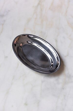Royal Classy Gümüş Oval Sunum Tabağı & Sunum Tepsisi 25*14 cm 