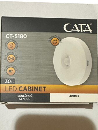 Cata CT-5180 4000K (Günışığı) Sensörlü Şarjlı Mıknatıslı Kabin Led Ampul (4 Adet)