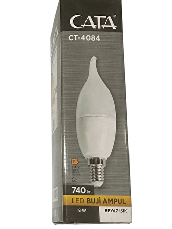 Cata CT-4084 8W 6400K (Beyaz Işık) E14 Duylu Led Kıvrık Buji Ampul