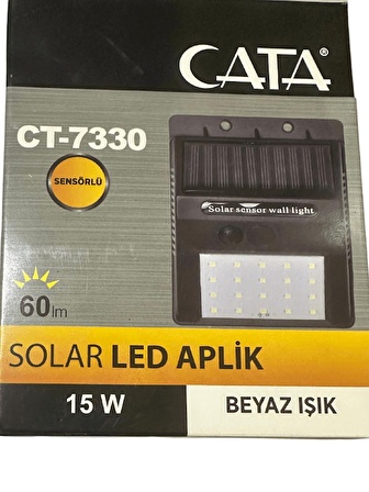 Cata CT-7330 15W 6400K (Beyaz Işık) Sensörlü Solar Güneş Panelli Led Aplik (4 Adet)