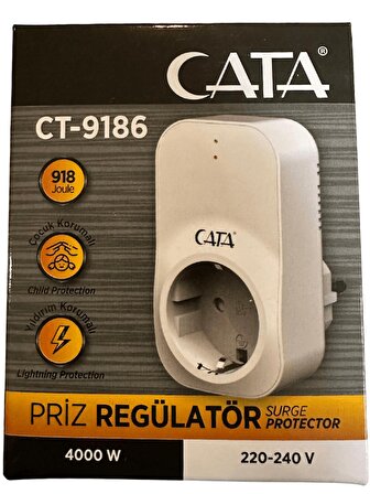 Cata CT-9186 Akım ve Çocuk Korumalı Tekli Kablosuz Priz (2 Adet)