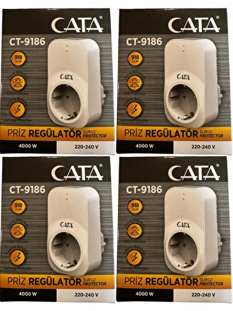 Cata CT-9186 Akım ve Çocuk Korumalı Tekli Kablosuz Priz (4 Adet)