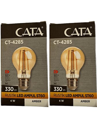 Cata CT-4285 4W 2700K (Amber) E27 Duylu Rustik Led Ampul (2 Adet)