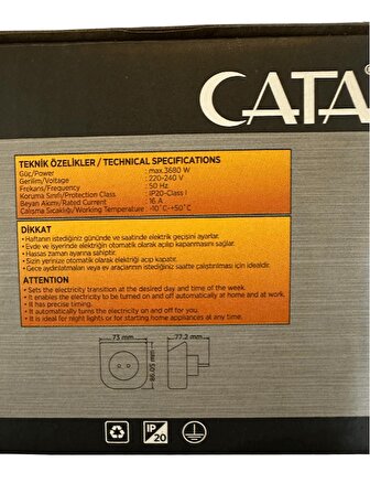 Cata CT-9182 3680W 16 Amper Dijital Zaman Saati (4 Adet)