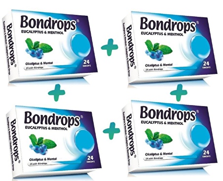 Bondrops Okaliptüs Mentollü Drops Bitkisel Şeker 24 Drops 4 ADET