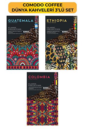 Comodo Coffee Dünya Kahveleri Çekirdek-Filtre Kahve 3'lü Tanışma Paketi 3x250g