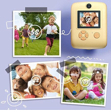 QASUL Anlık Termal Yazıcılı Dijital Çocuk Kamerası 2.0 Inç Hd 1080P Instant Photo Printer Camera cmr37pembekjdnc