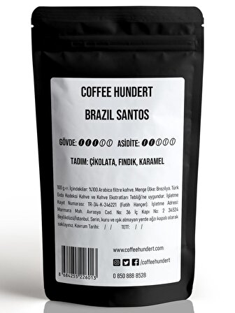 Coffee Hundert Brazil Santos Filtre Kahve 100 Gram