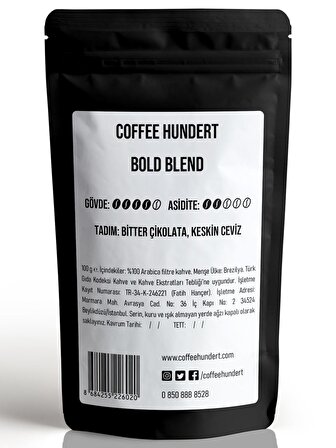 Coffee Hundert Bold Blend (Sert İçimli) Filtre Kahve 100 Gram