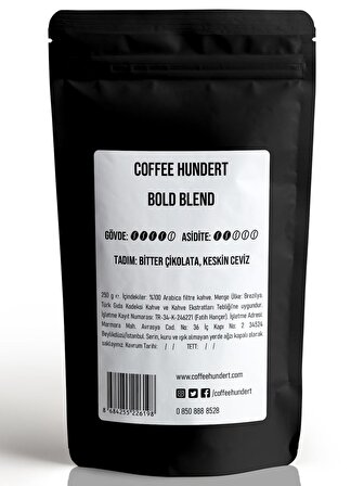 Coffee Hundert Bold Blend (Sert İçimli) Filtre Kahve 250 Gram