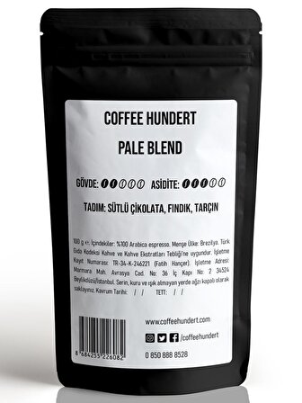 Coffee Hundert Pale Blend (Yumuşak İçimli) Espresso 100 Gram