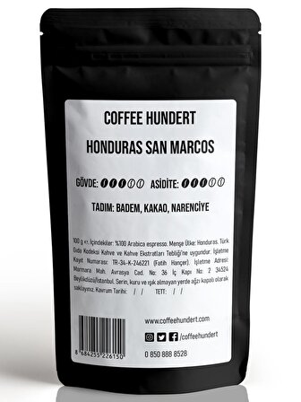 Coffee Hundert Honduras San Marcos Espresso 100 Gram