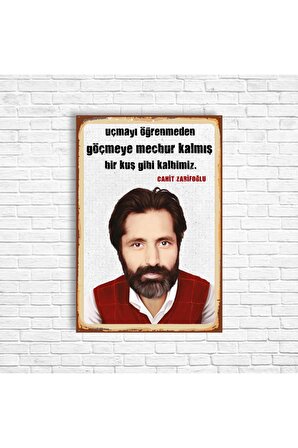 Cahit Zarifoğlu Retro Ahşap Poster