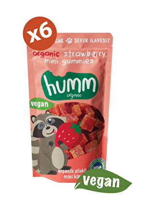 Organik Çilekli Vegan Mini Küpler 30g X 6 Adet