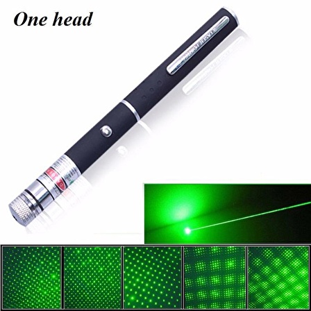 KALEM TİPİ YEŞİL LAZER POİNTER 5 BAŞLIKLI GREEN LASER