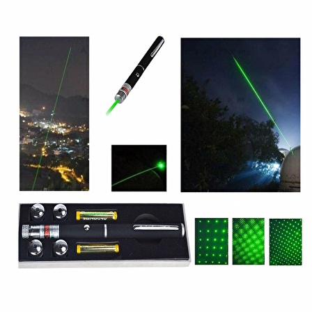 KALEM TİPİ YEŞİL LAZER POİNTER 5 BAŞLIKLI GREEN LASER