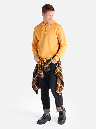 Regular Fit Kapüşonlu Sarı Erkek Sweatshirt