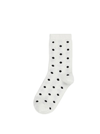 Puantiyeli Ekru Kadın Çorap