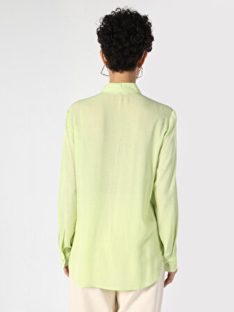 Regular Fit Cepli Yeşil Kadın Uzun Kol Gömlek
