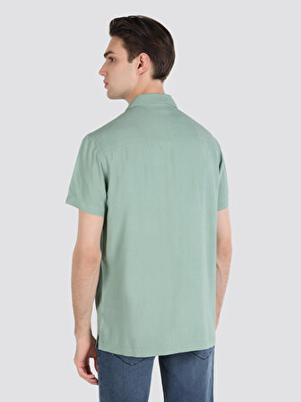 Regular Fit Yeşil Erkek Kısa Kol Gömlek