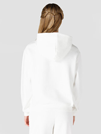 Regular Fit Kapüşonlu Beyaz Kadın Sweatshirt