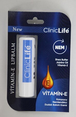 Cliniclife Dudak Bakım Kremi  4,8gr, Doğal Yağlar ile Vitamin E Dudak Bakımı Nem  Lip Balm