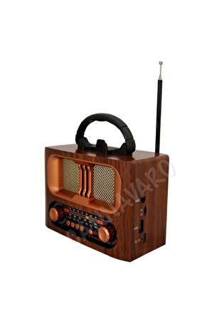 CM-1965 BT Nostaljik Radyo, Şarjlı ve Pilli, 3 bandlı fm Radyo+Aux+Usb+Tf kartlı Mp3 Çalar