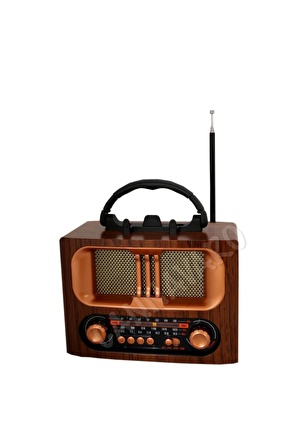 CM-1965 BT Nostaljik Radyo, Şarjlı ve Pilli, 3 bandlı fm Radyo+Aux+Usb+Tf kartlı Mp3 Çalar