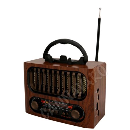Cannavaro CM-1966 BT Nostaljik Radyo, Şarjlı ve Pilli, 3 bandlı fm Radyo+Aux+Usb+Tf kartlı Mp3 Çalar