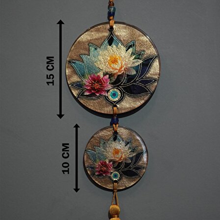 Lotus Desenli Cam Nazarlık Dekoratif Duvar Süsü Füzyon Cam Duvar Dekoru Hediyelik Nazarlık