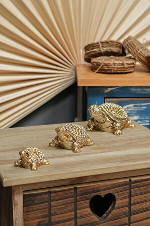 3’lü Taşlı Kaplumbağa Biblo Seti Dekoratif Ev Aksesuarı, Salon Dekorasyon Seti ,Anlamlı Hediye Obje Biblo