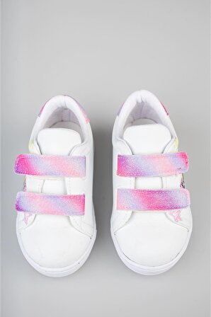 Ortapedik Pedli Cırtlı Beyaz Bebe Ayakkabı