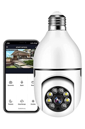 QASUL Cmr-19 Wifi 360 Panoramik Ampul Kamera Gece Görüş Ses Akıllı Hareket Algılayıcı Güvenlik Kamerası