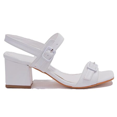 Dagoster DZA07-92823145 Beyaz Tek Bantlı Klasik Topuklu Kadın Ayakkabı
