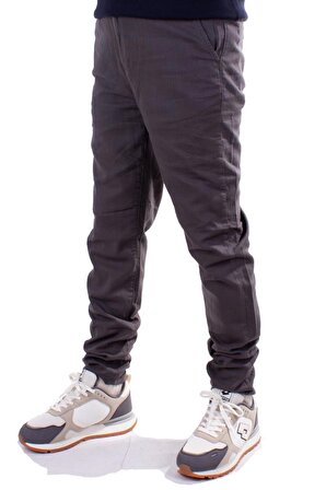 Twister Slim Jogger-011C Antrasit Yüksek Bel Dar Paça Erkek Keten Pantolon