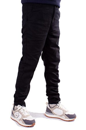 Twister Slim Jogger-011C Siyah Yüksek Bel Dar Paça Erkek Keten Pantolon
