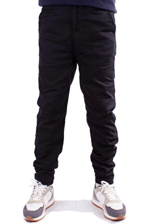 Twister Slim Jogger-011C Siyah Yüksek Bel Dar Paça Erkek Keten Pantolon