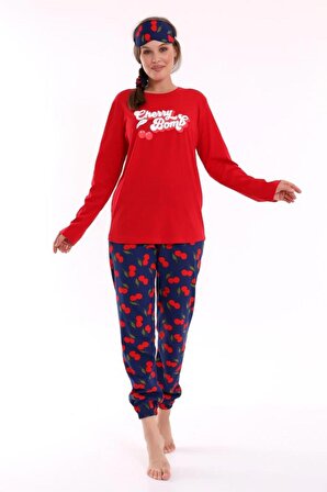 Kadın Pijama Takımı Uzun Kol Pamuklu Penye