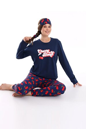 Kadın Pijama Takımı Uzun Kol Pamuklu Penye