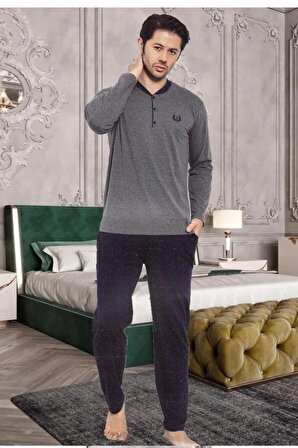 Erkek Modal Pijama Takımı Uzun Kol Mevsimlik