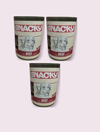 Snacky Chunk Gravy Soslu Sığır Etli Yetişkin Köpek Konserve Yaş Maması 3 Adet 400 Gr