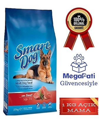 Smart Dog Biftekli Pirinçli Yetişkin Köpek Maması 1 Kg Açık Mama