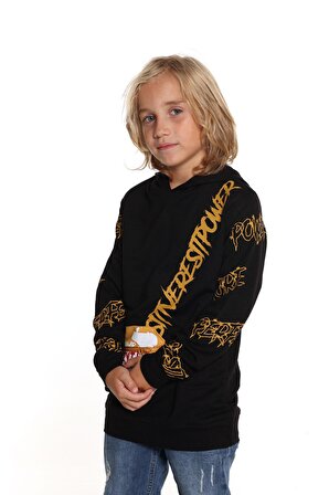 Erkek Çocuk Everyting Baskılı Kapşonlu Sweatshirt 14017