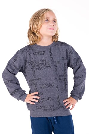 Erkek Çocuk Pano Baskılı Sweatshirt 9-14 Yaş 14024